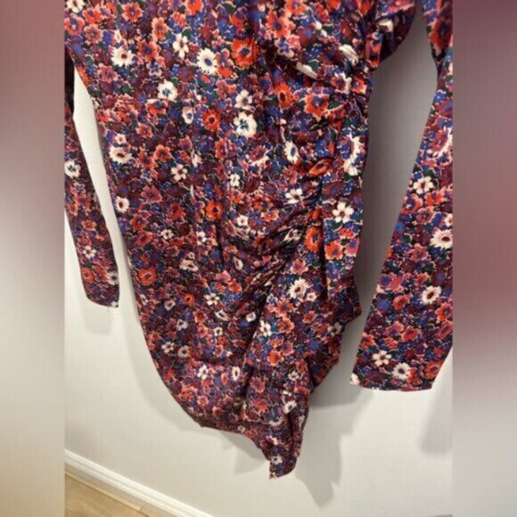 NWT- VERONICA BEARD -Louella Floral Print Long Sleeve Dress In Berry Multi - Picture 7 of 13